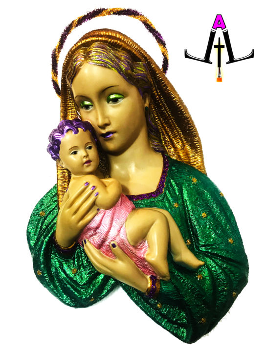 Sculptuur getiteld "VIRGEN AÑOS 20" door Arte Llarra, Origineel Kunstwerk, Keramiek