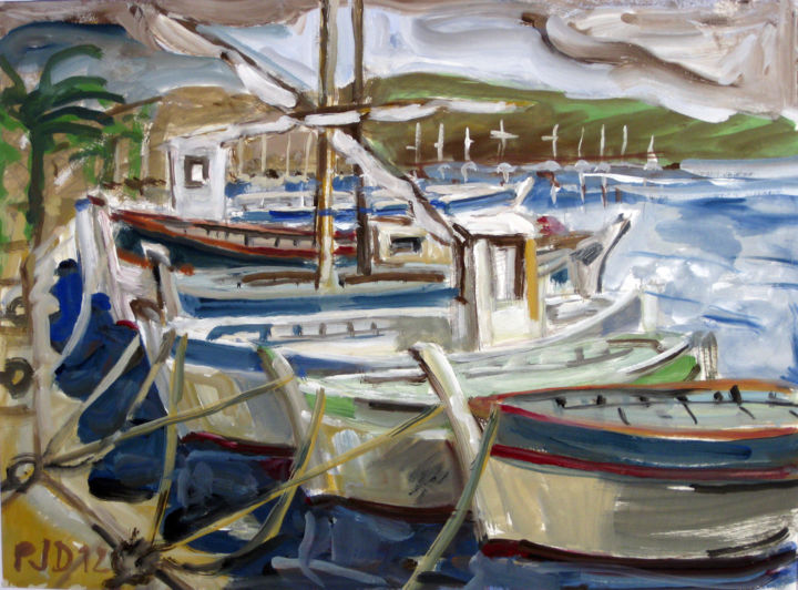 Painting titled "Sanary pointus dev…" by Pierre Jean Delpeuc'H, Original Artwork, Gouache
