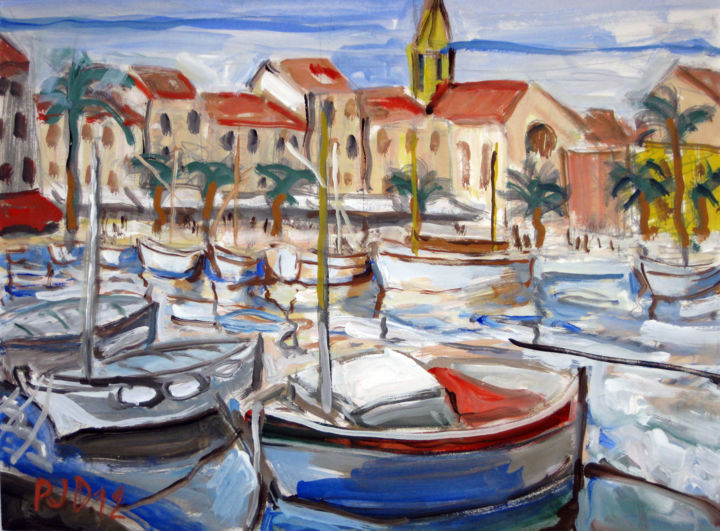 Painting titled "Sanary pointus" by Pierre Jean Delpeuc'H, Original Artwork, Gouache