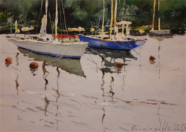 Painting titled "Coast-12" by Alexey Boukingolts, Original Artwork, Watercolor