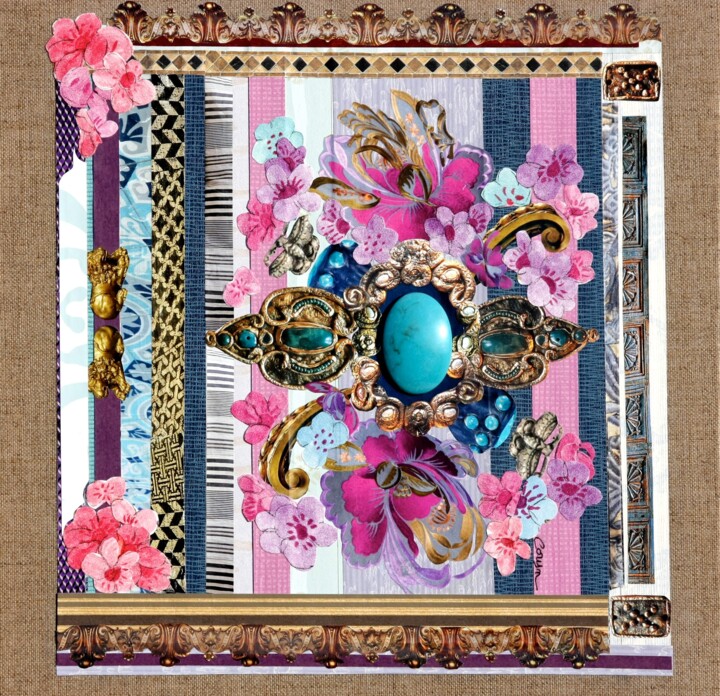 Rosace royale Collages, 15.8x15.8 in
