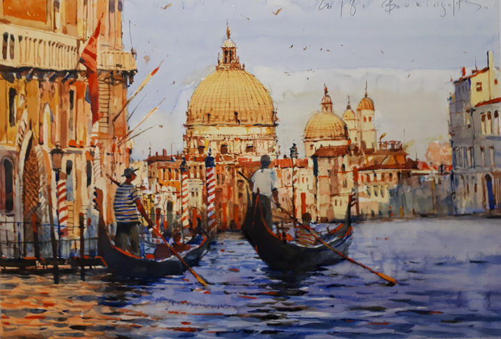 Painting titled "Venis 04" by Alexey Boukingolts, Original Artwork, Watercolor