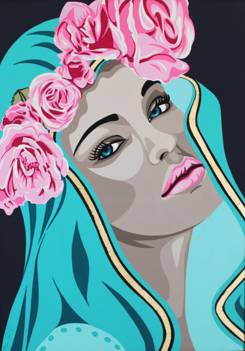 Peinture intitulée "" Madone de Printem…" par Ann'Soco, Œuvre d'art originale, Acrylique