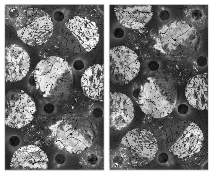 Diptych Atomic analogy Printmaking, 57x66 in