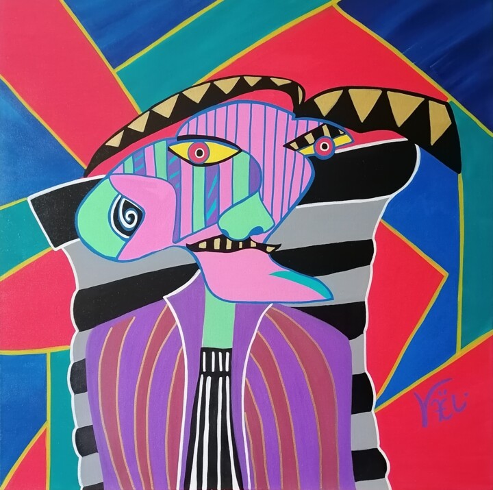 le conspirateur 绘画, 27.6x27.6 in