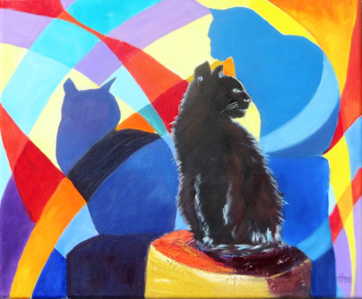 Peinture intitulée "1, 2, 3 P'TITS CHATS" par Chantal Martin (chm), Œuvre d'art originale, Huile