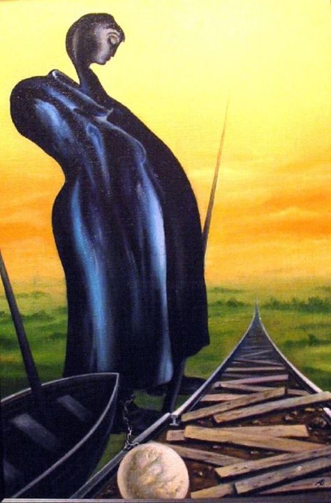 The Switchman. Стрелочник 绘画, 27.6x18.5 in