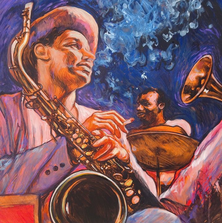 絵画 JAZZ ART Jazz Sax Painting by Bob Gregory - Fine Art America