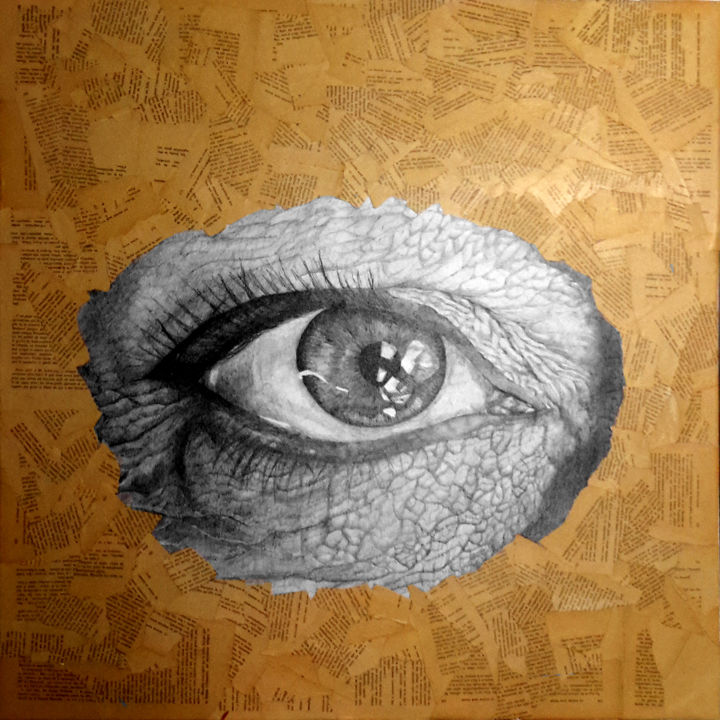 Dessin intitulée "A travers II" par Alixire, Œuvre d'art originale, Stylo à bille Monté sur Châssis en bois