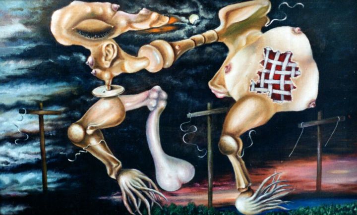 The Sleepless Night. Бессонная ночь 绘画, 17.3x27.6 in