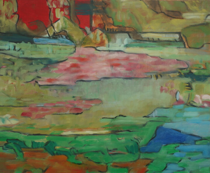 Peinture intitulée "flamands-roses-a-br…" par Bruno Leblais, Œuvre d'art originale, Huile