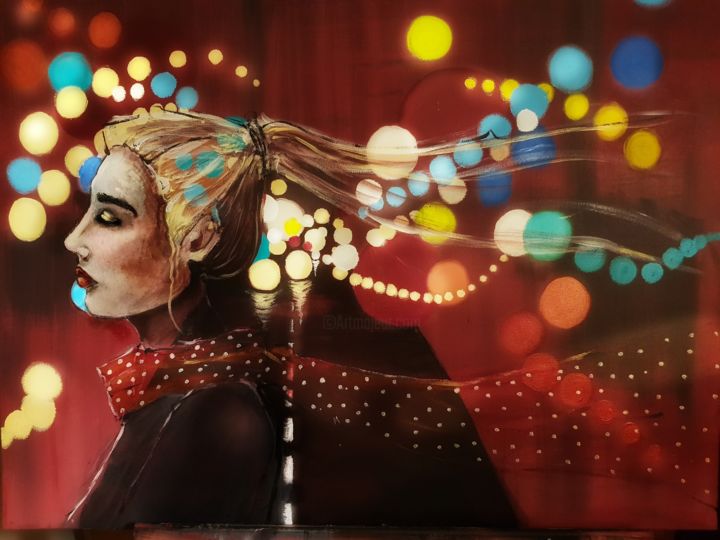 「Bokeh」というタイトルの絵画 Céleste Javaによって, オリジナルのアートワーク, アクリル