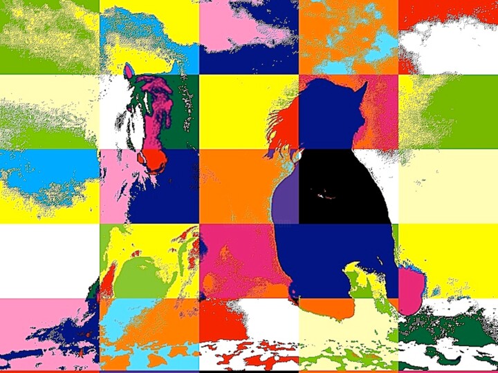 Arts numériques intitulée "SERIE LES CHEVAUX N…" par Alain Vistosi, Œuvre d'art originale, Peinture numérique