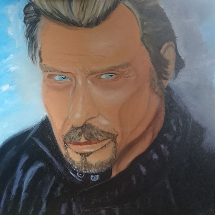 hommage a johnny hallyday 绘画, 14.2x14.2 in