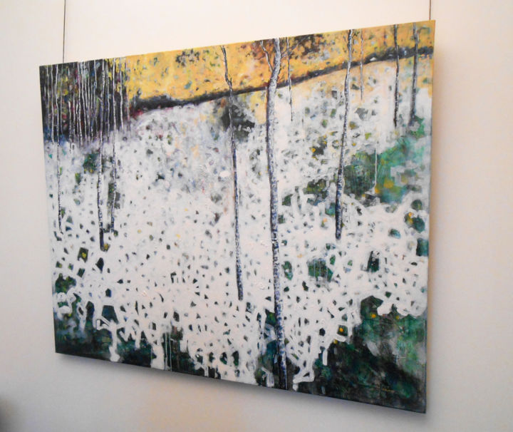Painting titled "L'hiver" by Lorenz, Original Artwork, Acrylic Mounted on Wood Stretcher frame