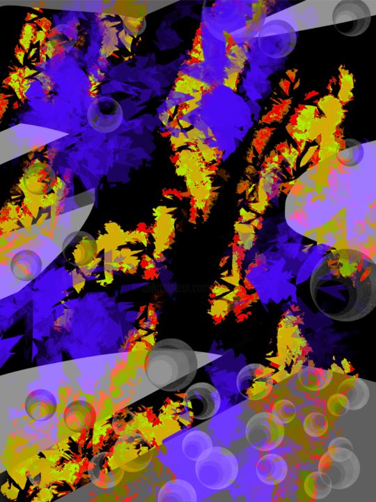 Digital Arts με τίτλο "Trees in Fire" από Keep Magic, Αυθεντικά έργα τέχνης, Ψηφιακή ζωγραφική Τοποθετήθηκε στο Ξύλινο φορεί…