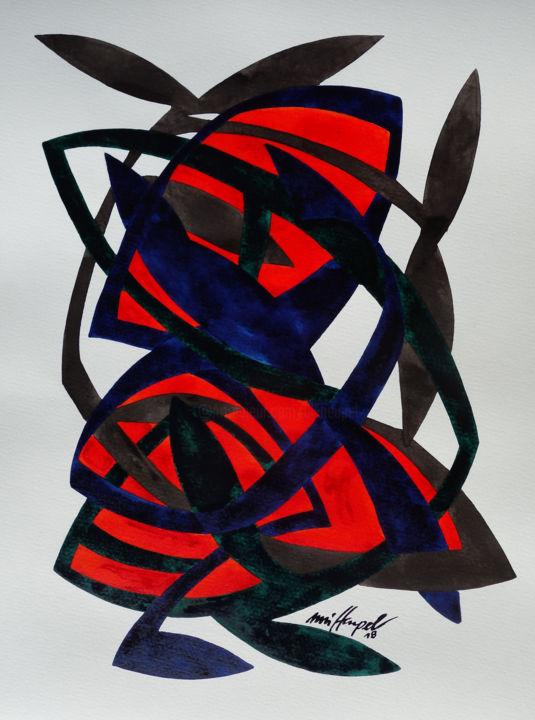 Painting titled "Compact VI" by Ulli Heupel, Original Artwork, Watercolor