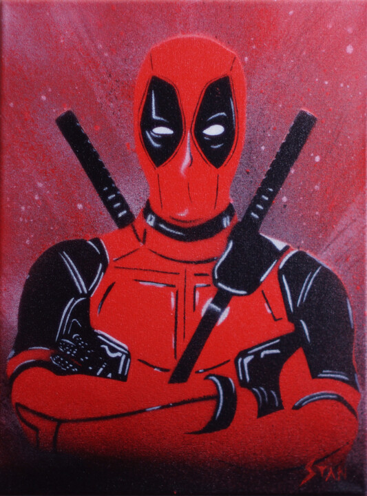 Ζωγραφική με τίτλο "Deadpool" από Stan Di Meo, Αυθεντικά έργα τέχνης, Σπρέι βαφής