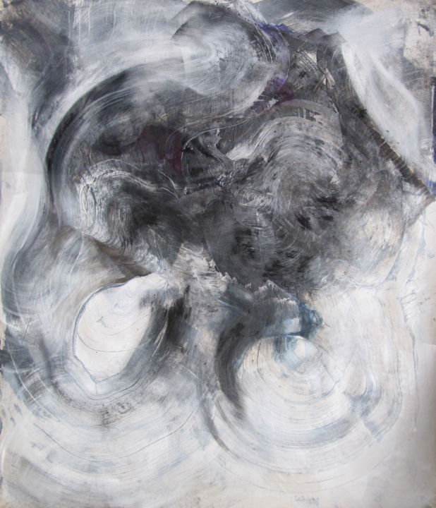 Painting titled "Snow Pass, Foggy ro…" by Dmitri Matkovsky, Original Artwork, Acrylic