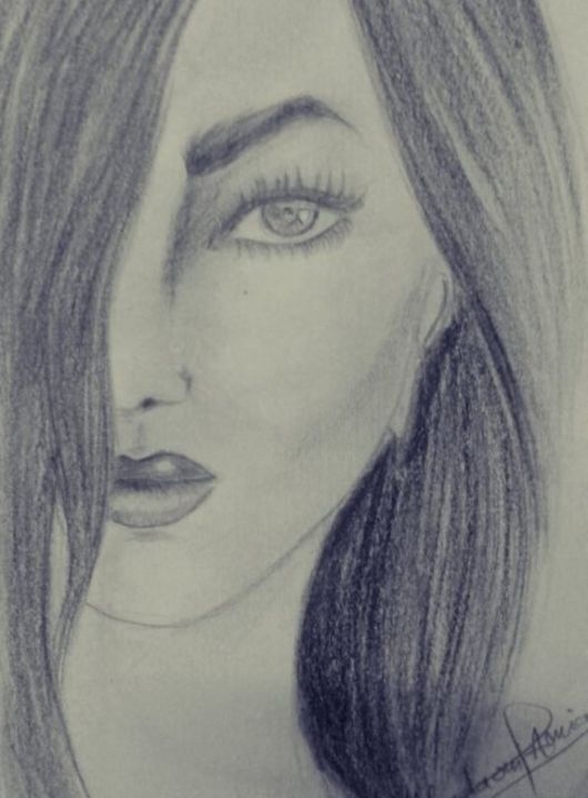 Disegno intitolato "Le regard d'une fem…" da Emira, Opera d'arte originale, Matita