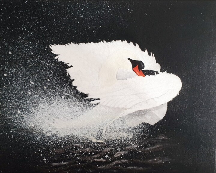 제목이 "Swan Painting Lands…"인 미술작품 Iveta Zaharova (Kārkla)로, 원작, 아크릴