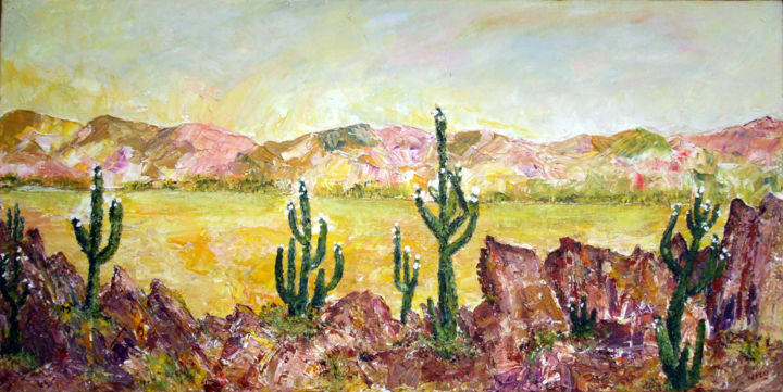Peinture intitulée "JARDIN DE CACTUS" par Nicodi, Œuvre d'art originale, Acrylique
