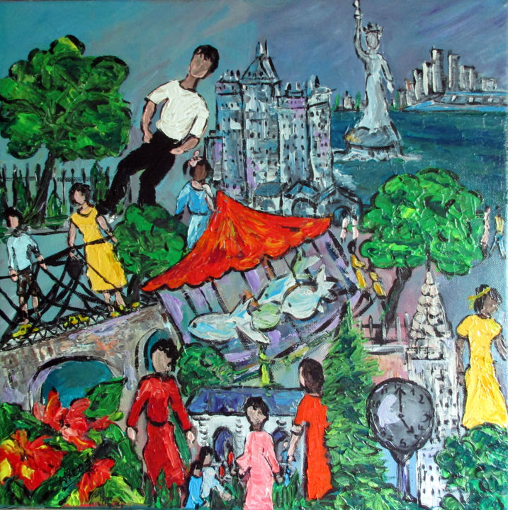 Peinture intitulée "EN SOUVENIR DE NEW…" par Nicodi, Œuvre d'art originale, Acrylique