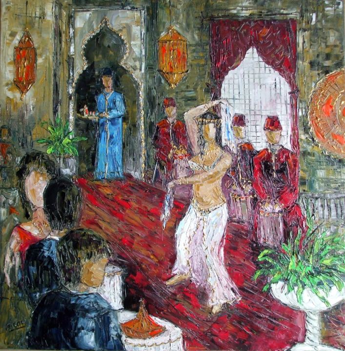 Peinture intitulée "LA DANSE DE SHEHERA…" par Nicodi, Œuvre d'art originale, Huile
