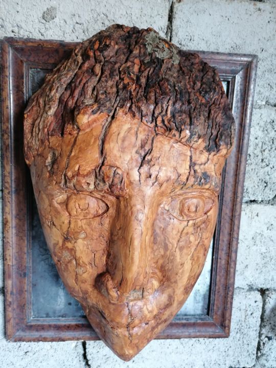 Scultura intitolato "LO SPECCHIO DELL'AN…" da Nazareno Spinelli, Opera d'arte originale, Legno Montato su Pannello di legno