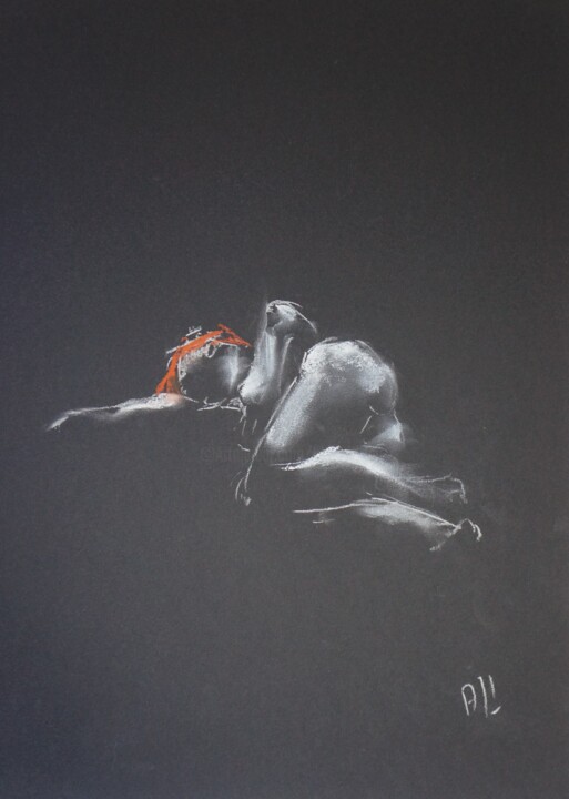 Dessin intitulée "Nu 7 Cindy" par Alain Fortier, Œuvre d'art originale, Craie