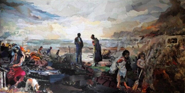 Collages intitulée "un angélus" par Dana, Œuvre d'art originale, Collages