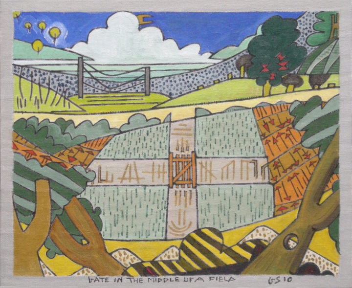 Painting titled "Gate In A Middle Of…" by Gerald Shepherd F.F.P.S., Original Artwork, Oil