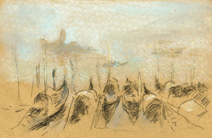 Painting titled "Nocturne San Giorgio" by Jim Fischer, Original Artwork, Pastel