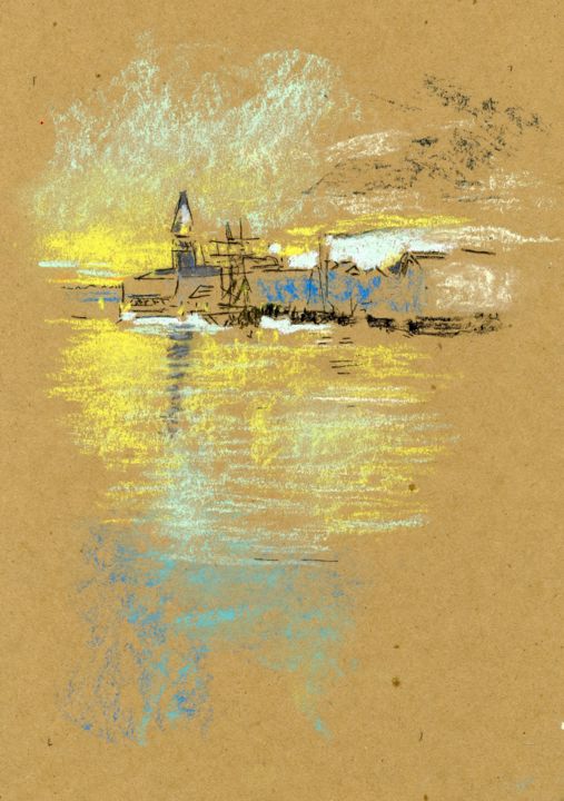 Painting titled "View Across the Lag…" by Jim Fischer, Original Artwork, Pastel