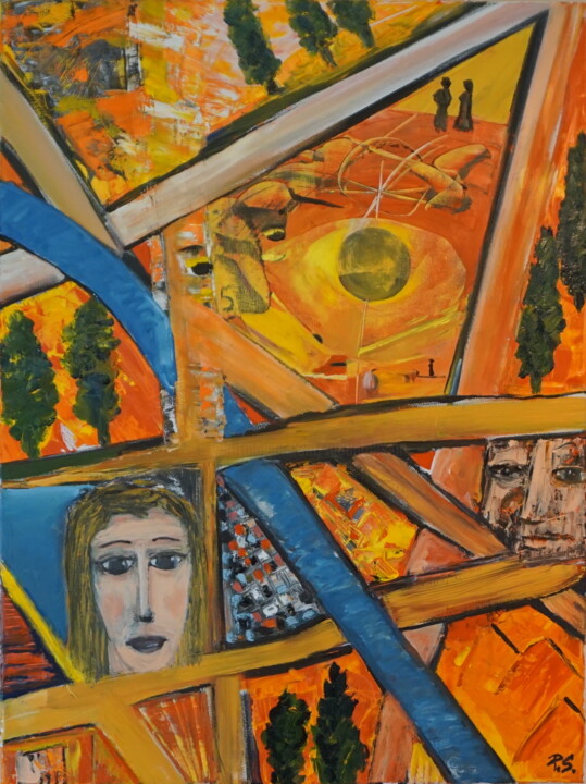 Painting titled "Trail's & Crossing's" by Peter Stutz, Original Artwork, Oil