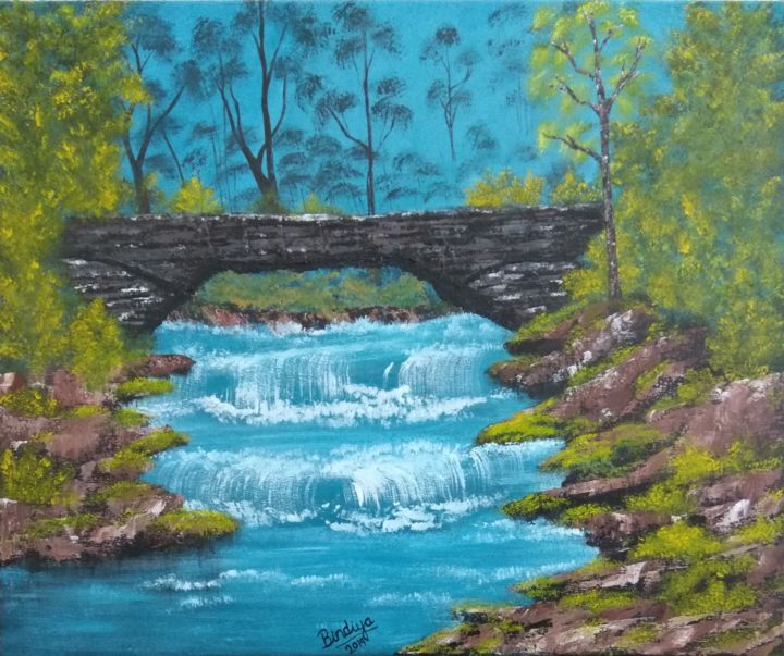 Painting titled "Bridge of positive…" by Bindiya Goyal, Original Artwork, Acrylic