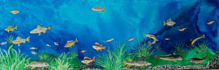 les poissons de rivière 图画, 15.8x47.2 in