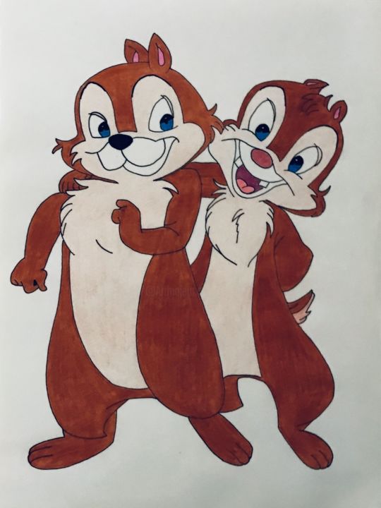 Tekening getiteld "Tic et Tac" door Celestino Alertse, Origineel Kunstwerk, Potlood