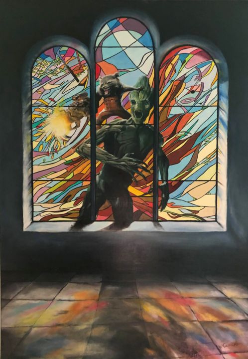Les gardiens du vitrail 绘画, 27.6x19.7 in