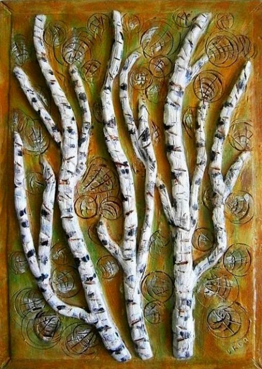 Birch - relief .. 雕塑, 13x9.8 in