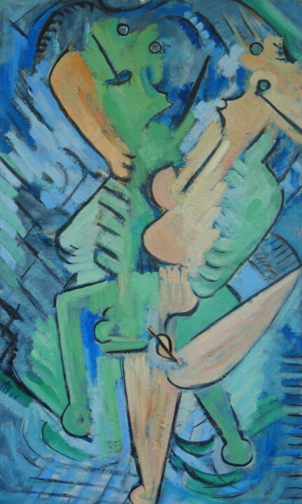 Peinture intitulée "duo-n-1" par Bruno Leblais, Œuvre d'art originale, Huile