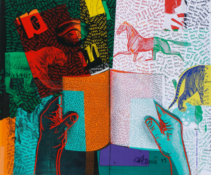 Printmaking titled "Voeux TEXTUEL 1993" by Hosszu, Original Artwork, Ink