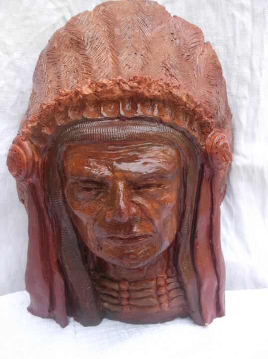 chef indien sioux portrait 雕塑, 9.8x5.9 in