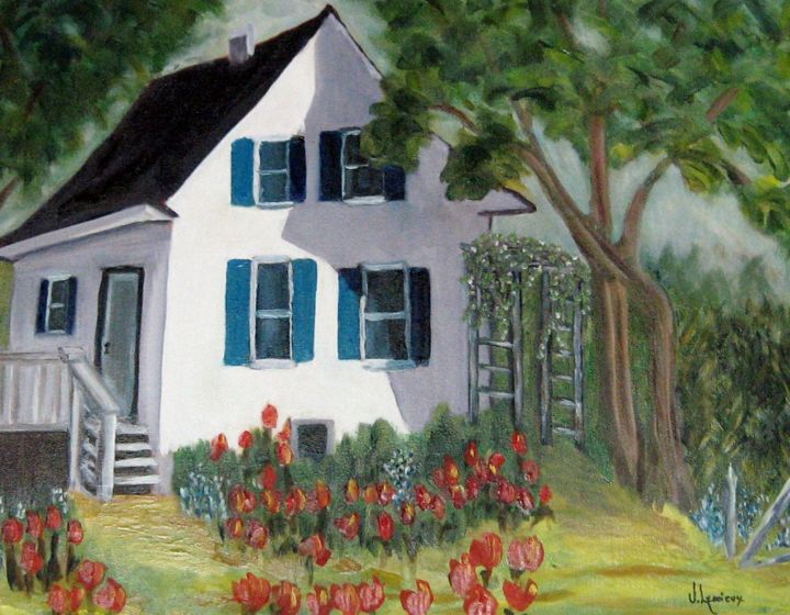 La maison aux tulipes Painting, 16x20 in