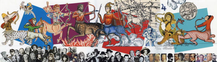 Collages titled "09 Sagittaire" by Hosszu, Original Artwork, Digital Print