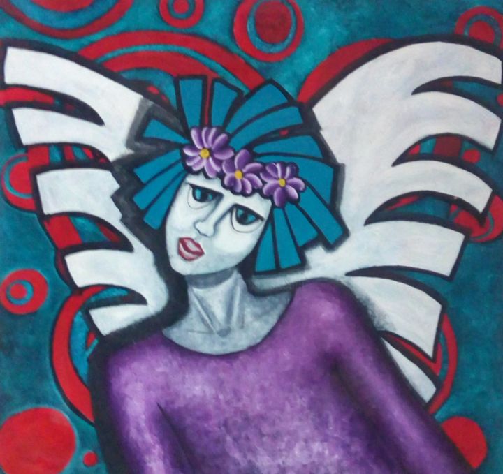 Schilderij getiteld "ANGEL" door Audrey, Origineel Kunstwerk, Acryl