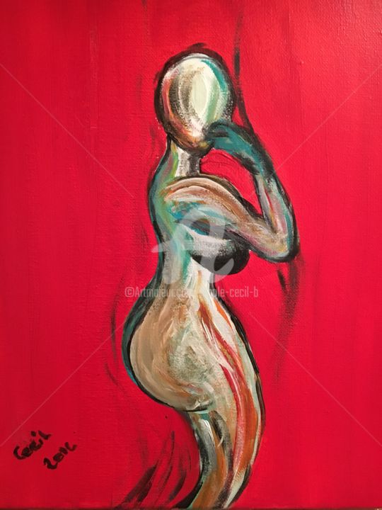 Painting titled "My fat Lady" by Nicole Cecil B, Original Artwork, Acrylic