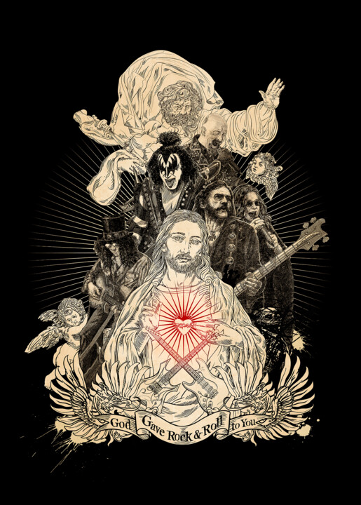 Drawing titled "God Gave Rock & Rol…" by Ladislav Hubert, Original Artwork, 2D Digital Work