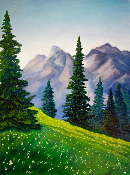 Mountain landscape Painting, 15.8x11.8 in