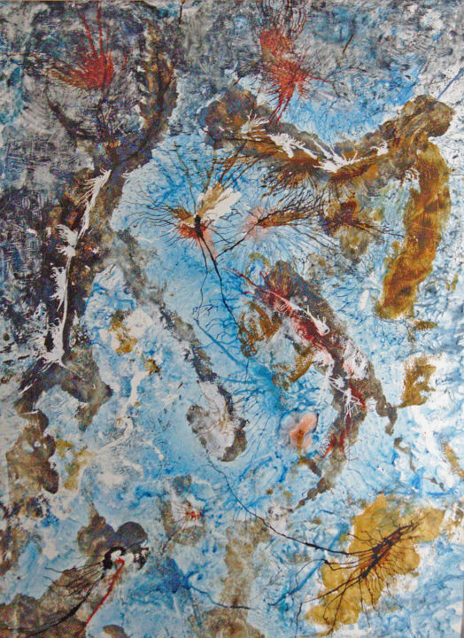 Peinture intitulée "ce-qui-nous-relie-1…" par Chantal Esteban, Œuvre d'art originale, Huile